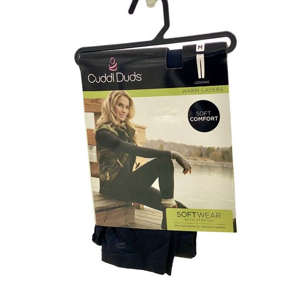 Cuddl Duds Black Softwear Stretch High-Waisted Warm Layers Leggings Size M NEW! - Picture 1 of 6